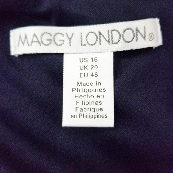 Maggy London Leaf Navy Midi Dress Sz: 16 - Picture 5 of 6